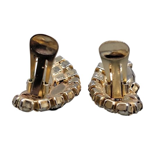 Elsa Schiaparelli Clip On Earrings Vtg 1950s Smokey Quartz Frosty Glass Unsigned - Picture 10 of 12